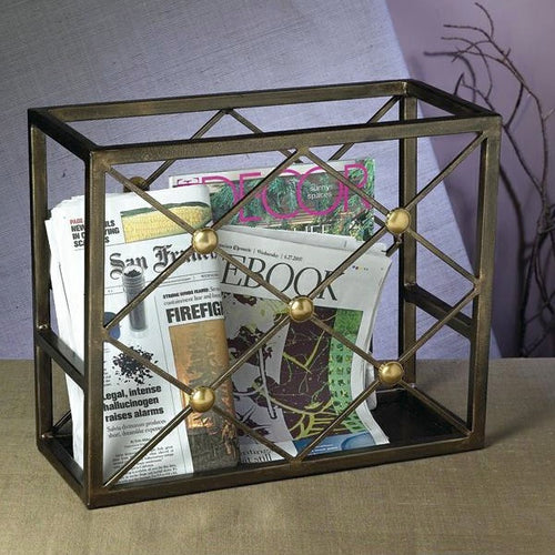 Bronze and Button Magazine Rack