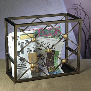 Bronze and Button Magazine Rack