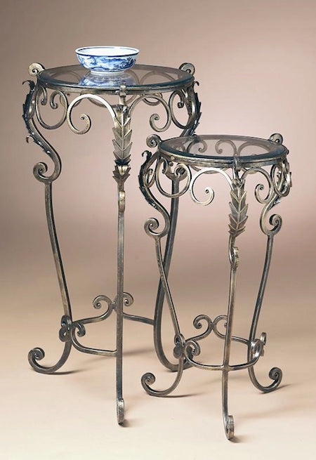 Nested Set of Brass Acanthus Leaf Side Tables with Tempered Glass Top – brydenro