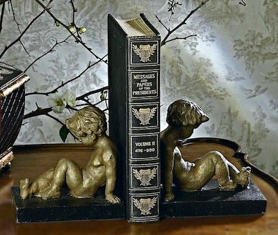 Bronze Cherub Bookends
