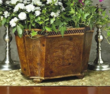 Burlwood Iron Planter