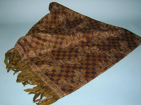 Brown Checkered Wool Throw
