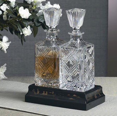 Crystal Decanters on Chinoiseire Wood Base