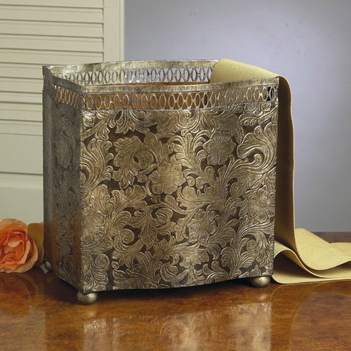 Antique Silver Leaf Iron Planter
