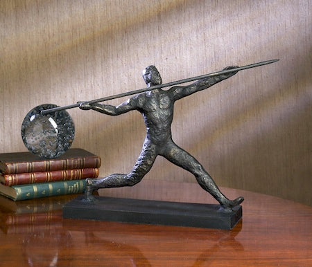 Bronzed Javelin Thrower Statuette