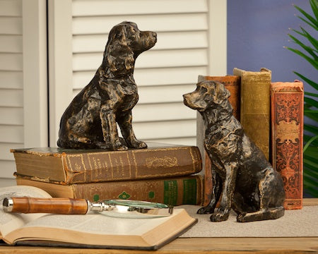 Bronzed Lab and Retriever Statuettes