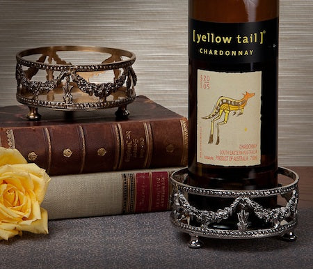 Brass Garland Motif Wine Bottle Coaster