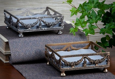 Brass Garland Motif Cocktail Napkin Tray –