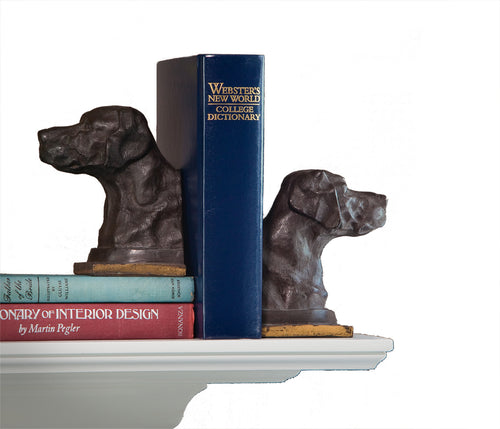 BRONZE LAB IRON BOOKENDS