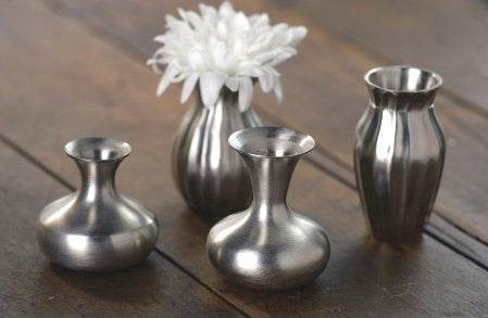 Brass Bud Vases with Pewter Finish S/4