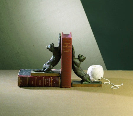 Bronzed Iron Cat Bookends