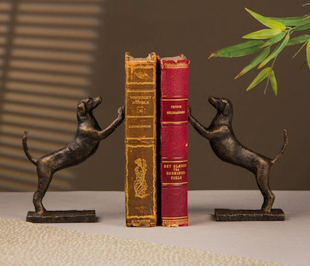 Bronzed Iron Hound Dog Bookends