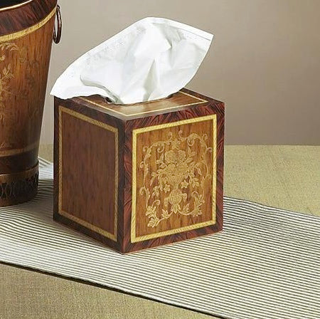 Wood Finish Iron Tissue Box Cover