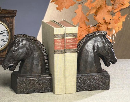 Bronzed Iron Horse Head Bookends