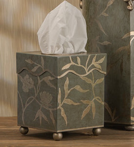 Teal Leaf Iron Tissue Box Cover