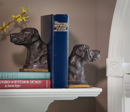 Bronzed Lab Iron Bookends