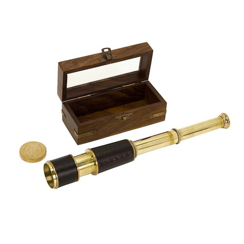 Brass Telescope with Wood Box