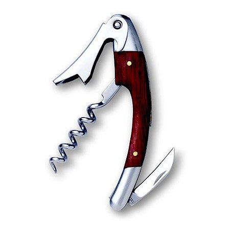 Curved Stainless Steel Corkscrew with Wood Inset, Dark Wood