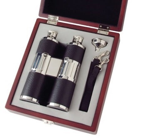 Binocular Flask Set in Wood Box
