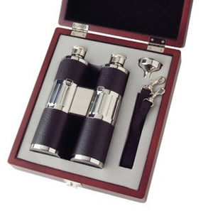 Binocular Flask Set in Wood Box