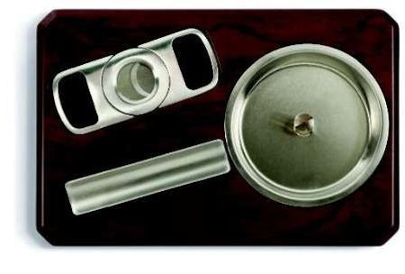 Cigarro Ash Tray Set with Stainless Steel Cigar Cutter