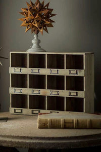 Vintage 12-Hole Cubby with Brass Label Holders