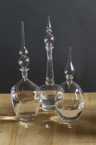Set of 3 Ornamental Glass Decanters