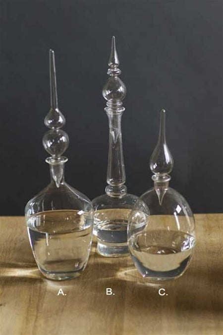 Set of 3 Ornamental Glass Decanters