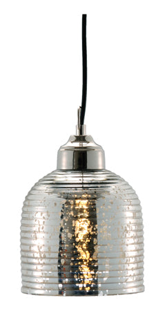 Antiqued Silver Glass Ribbed Pendant Lamp