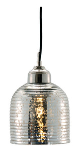 Antiqued Silver Glass Ribbed Pendant Lamp
