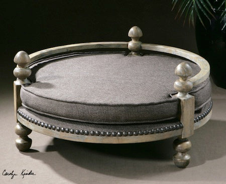 White Mahogany Pet Bed with Polyester Cushion