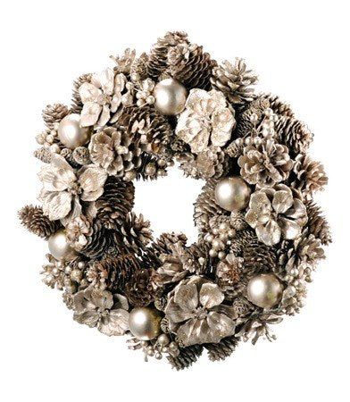 Silver Pinecone Wreath