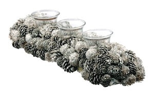 Mini Pinecone Triple Tea Light Holder –