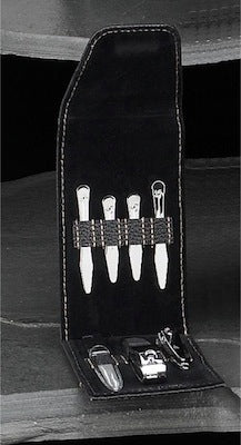 Black Leather Travel Manicure Set
