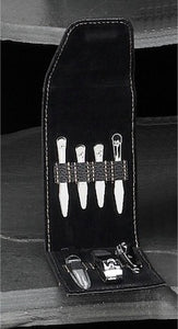 Black Leather Travel Manicure Set