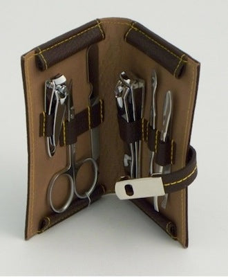 Brown Leather Travel Manicure Set