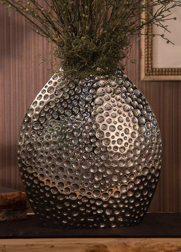 NICKEL FINISHED PILLOW DIMPLE VASE
