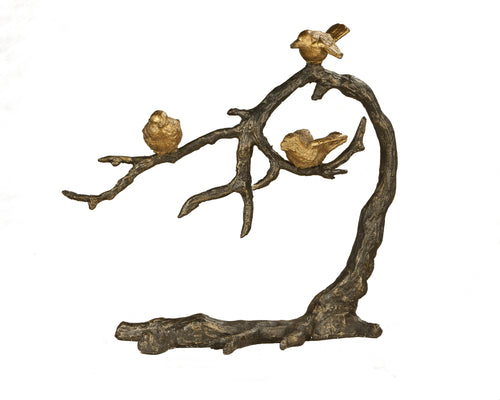 BRONZE BIRD BRANCH SCUPLTURE
