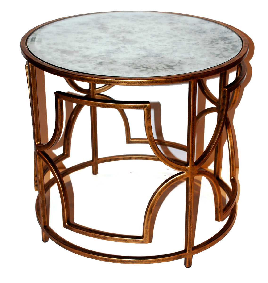 Antiqued Quatrefoil Coffee Table with Brass Finish –