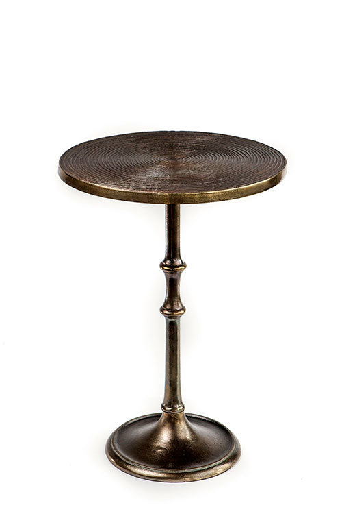 Aluminum Side Table with Antiqued Brass Finish –