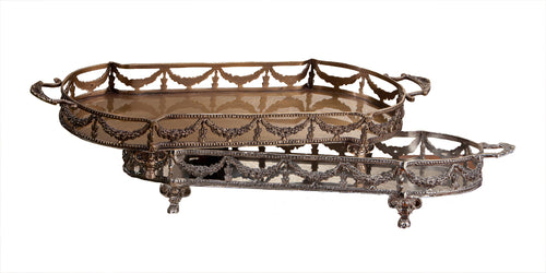 ANTIQUE SILVER GARLAND FOOTED TRAY