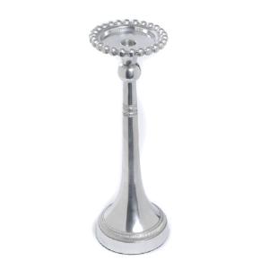 Silver Beaded Pillar & Taper Candle Holder Large